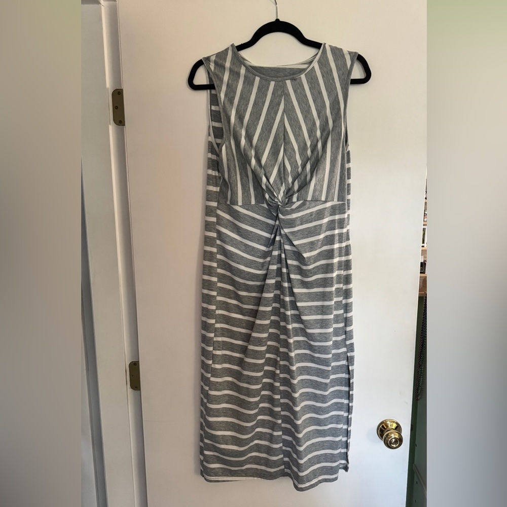 Striped Gray Sleeveless Dress